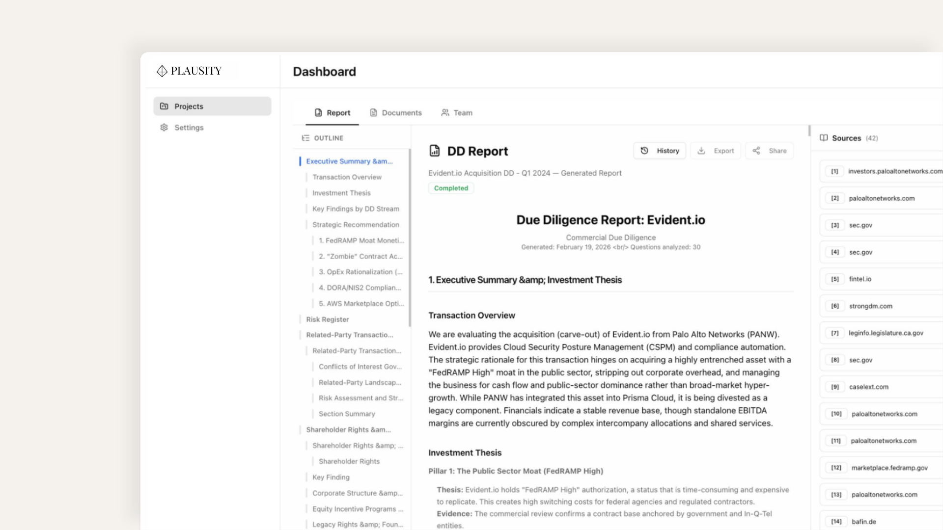Plausity DD Report Dashboard